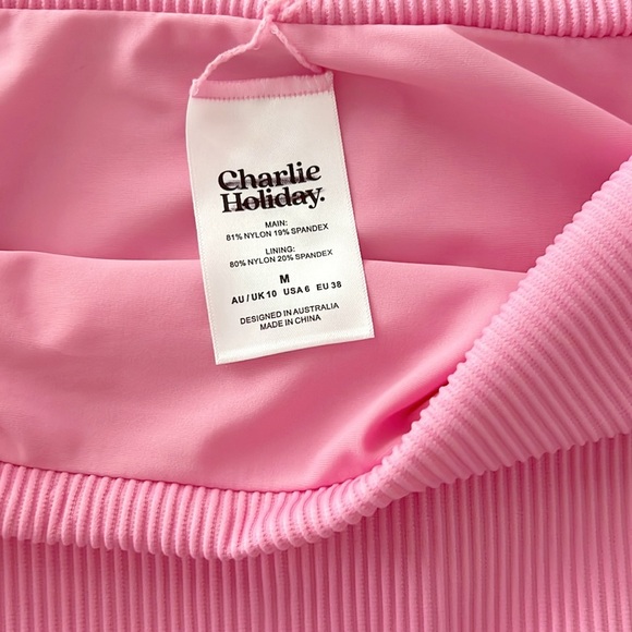 Charlie Holiday Ruby High-Waisted Bikini Bottoms Pink Ribbed NWOT - Picture 11 of 15